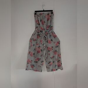 Purple Snow Pink Floral Striped Jumpsuit